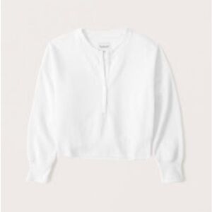 Abercrombie & Fitch White 90s Sharkbite Henley Sweatshirt size S
